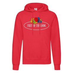 Damska Bluza Z Kapturem Z Nadrukiem Klasycznego Logo W Stylu Vintage. Białe bluzy fruit of the loom, m, bez wzorów, z bawełny, klasyczne, bez ramiączek, z kapturem. Za 103.99 zł.