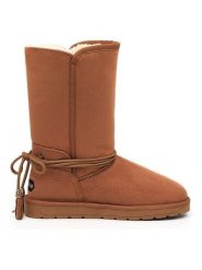 Blackfield Kozaki zimowe "Eowin" w kolorze jasnobrązowym rozmiar: 40. Brązowe kozaki Blackfield, na zimę, z aplikacjami, z materiału, eleganckie, z okrągłym noskiem, bez obcasa, bez zapięcia. Za 173.99 zł.