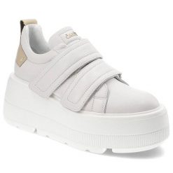 Białe Sneakersy Carinii Modne Na Obuwie Damskie. Białe buty treningowe Carinii, na wiosnę, bez wzorów, ze skóry, bez zapięcia. Za 629.99 zł.