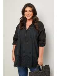 Curvy Lady Tunika w kolorze czarnym rozmiar: 44/46. Czarne tuniki Curvy Lady, bez wzorów, klasyczne, bez kołnierzyka, bez ramiączek. Za 145.60 zł.