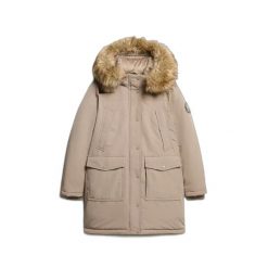 Parka z sztucznego futra damska Superdry Everest. Brązowe płaszcze Superdry, na zimę, bez wzorów, bez kaptura. Za 851.75 zł.