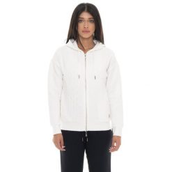 Leone 1947 Braid Damen, Bluza z geflochtenem Stoff, Kapuze, Reißverschluss. Białe bluzy LEONE 1947 APPAREL, bez wzorów, z bawełny, bez kaptura, na fitness i siłownię. W wyprzedaży za 157.01 zł.