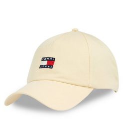 Czapka z daszkiem Tommy Jeans. Żółte czapki z daszkiem Tommy Jeans, bez wzorów, z jeansu. Za 99.99 zł.