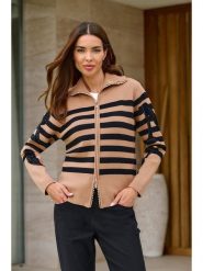 Heine Kardigan w kolorze jasnobrązowo-czarnym rozmiar: 46. Brązowe swetry Heine, bez wzorów, bez ramiączek. Za 82.99 zł.