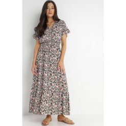 Czarno-Beżowa Sukienka z Bawełny Palele. Brązowe sukienki Born2be, na imprezę, l, w ażurowe wzory, z bawełny, bez kołnierzyka, bez ramiączek, maxi. W wyprzedaży za 71.49 zł.