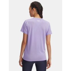 Koszulka T-Shirt Damski Under Armour Oddychająca Lekka Tech SSV. Fioletowe t-shirty Under Armour, bez wzorów, sportowe, bez kołnierzyka, bez ramiączek. Za 119.99 zł.