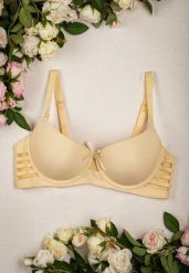 Beżowy Biustonosz Push Up z Wycięciami na Bokach Shieso. Brązowe biustonosze Born2be, bez wzorów. W wyprzedaży za 33.99 zł.