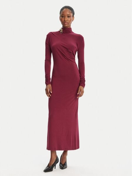 Simona Corsellini Sukienka wieczorowa A25CPAB00601 Bordowy Slim Fit. Czerwone sukienki SIMONA CORSELLINI, bez wzorów, z wiskozy, wizytowe, bez kołnierzyka, bez ramiączek. Za 789.99 zł.