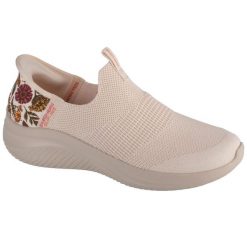 Buty sportowe Sneakersy damskie, Slip-Ins Ultra Flex 3.0 New Wings. Białe buty sportowe lifestyle Skechers, bez wzorów, bez zapięcia, trekkingowe. Za 449.99 zł.