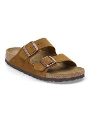 Birkenstock Skórzane klapki "Arizona" w kolorze jasnobrązowym rozmiar: 38. Brązowe klapki Birkenstock, bez wzorów, ze skóry, klasyczne, z otwartym noskiem, bez obcasa, bez zapięcia. Za 438.21 zł.