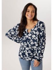 Aniston Bluzka w kolorze granatowo-białym rozmiar: 46. Niebieskie bluzki Aniston, bez wzorów, bez kołnierzyka, bez ramiączek. Za 126.99 zł.