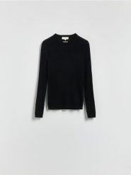 Bluzka z wełny merino - czarny. Czarne bluzki Reserved, l, bez wzorów, z wełny, bez kołnierzyka, bez ramiączek. Za 199.99 zł.