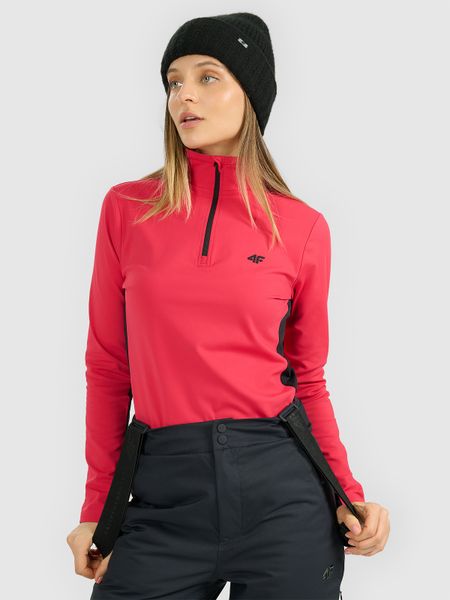 4F Bielizna termiczna ocieplana (góra) damska - różowa L. Czerwona bielizna termoaktywna damska 4f, bez wzorów, z materiału, bez ramiączek, narciarskie. Za 129.99 zł.