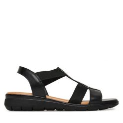 Sandały Go Soft. Czarne sandały GO SOFT, bez wzorów, bez obcasa, na płaskiej podeszwie, bez zapięcia. Za 159.99 zł.