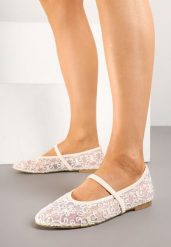 Beżowe Transparentne Balerinki Vices z Haftem i Paskiem Nilovianna. Brązowe baleriny Renee, bez wzorów, bez obcasa, bez zapięcia. Za 64.99 zł.