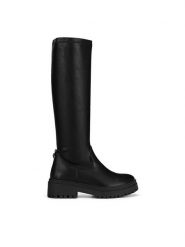MEXX Kozaki MI001805243W Czarny. Czarne kozaki Mexx, bez wzorów, z materiału, bez obcasa, na słupku, bez zapięcia. Za 279.99 zł.