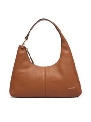 Calvin Klein Torebka Slouchy Leather Shoulder Bag LV04F3657G Zielony. Zielone torebki klasyczne Calvin Klein, bez wzorów, ze skóry, bez dodatków. Za 899.99 zł.