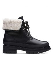Clarks Skórzane botki "Orianna Turn" w kolorze czarnym rozmiar: 36. Czarne botki Clarks, bez wzorów, bez obcasa, bez zapięcia. Za 255.34 zł.