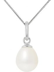 Pearl Addict Srebrny naszyjnik "Bélière" z perłą w kolorze białym - dł. 42 cm rozmiar: onesize. Białe naszyjniki Pearl Addict, z materiału, z perłą, srebrne. Za 339.99 zł.