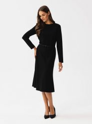 Stylove Sukienka w kolorze czarnym rozmiar: M. Czarne sukienki Stylove, na co dzień, m, bez wzorów, ze skóry, bez kołnierzyka, bez ramiączek, midi, proste. Za 138.87 zł.