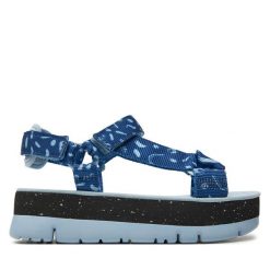 Sandały Camper. Niebieskie sandały Camper, bez wzorów, bez obcasa, na płaskiej podeszwie, bez zapięcia. Za 469.99 zł.