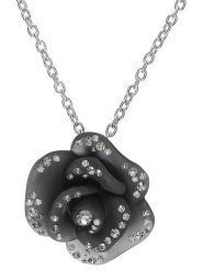 MENTHE À L'O Naszyjnik z kryształami - dł. 45 cm rozmiar: onesize. Szare naszyjniki MENTHE À L'O, z materiału, z kryształem, ze stali. Za 131.12 zł.