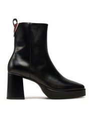 Tommy Hilfiger Botki Premium Leather High Heel Bootie FW0FW08100 Czarny. Czarne botki Tommy Hilfiger, bez wzorów, ze skóry, bez obcasa, na słupku, bez zapięcia. Za 619.99 zł.