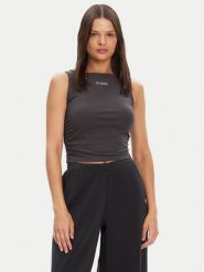 Guess Top V5YP00 J1314 Szary Slim Fit. Szare topy Guess, s, z aplikacjami, z bawełny, bez kołnierzyka, bez ramiączek. Za 159.99 zł.
