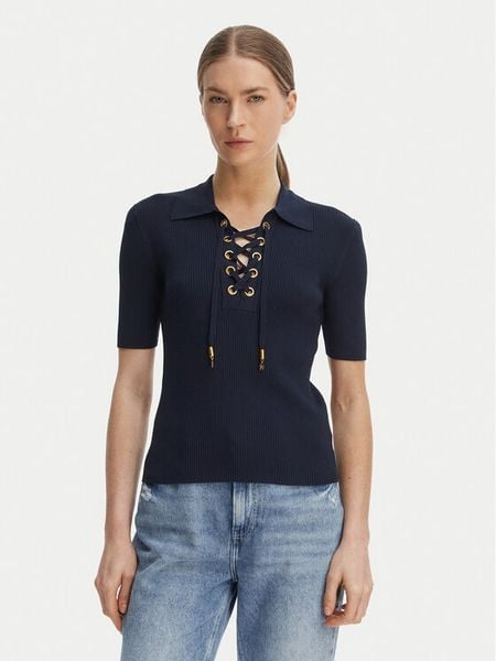 MICHAEL Michael Kors Bluzka MS661FZ5ZV Granatowy Slim Fit. Niebieskie bluzki MICHAEL Michael Kors, m, bez wzorów, z wiskozy, bez kołnierzyka, bez ramiączek. Za 659.99 zł.