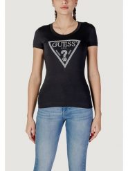 Guess T-Shirt SS CN SHINY TRIANGLE Czarny Shirt Fit. Czarne t-shirty Guess, xl, z aplikacjami, z bawełny, bez kołnierzyka, bez ramiączek. Za 127.00 zł.