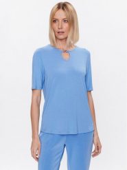 Olsen Bluzka 11104451 Niebieski Regular Fit. Niebieskie bluzki Olsen, bez wzorów, z wiskozy, bez kołnierzyka, bez ramiączek. Za 179.99 zł.