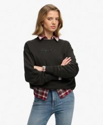 Superdry Script Brand Loose Crew Bluza z bawełny organicznej – PHANTOM. Czarne bluzy Superdry, z aplikacjami, z bawełny, klasyczne, bez ramiączek, bez kaptura. Za 274.75 zł.