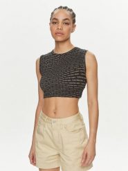 Calvin Klein Jeans Top J20J223163 Czarny Slim Fit. Czarne topy Calvin Klein Jeans, s, bez wzorów, z bawełny, bez kołnierzyka, bez ramiączek. Za 149.99 zł.
