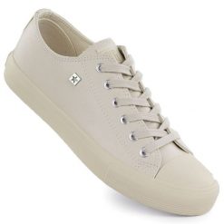 Trampki niskie damskie ekoskóra beżowe Big Star TT274019. Brązowe trampki BIG STAR, bez wzorów, z tkaniny, retro, bez zapięcia. Za 149.99 zł.