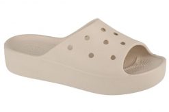 Klapki damskie Crocs Platform Slide. Szare klapki Crocs, bez wzorów, z materiału, bez obcasa, bez zapięcia. Za 295.00 zł.