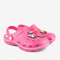 Damskie klapki Clogs Coqui 38, różowe. Czerwone klapki Coqui, bez wzorów, bez obcasa, bez zapięcia. Za 133.99 zł.