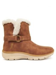Skechers Botki Easy Going 168045/CSNT Brązowy. Brązowe botki Skechers, bez wzorów, ze skóry, bez obcasa, na płaskiej podeszwie, bez zapięcia. Za 379.99 zł.