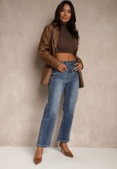 Niebieskie Proste Jeansy Regular Waist Fesalira. Niebieskie jeansy Renee, m, bez wzorów, z jeansu, klasyczne. Za 109.99 zł.