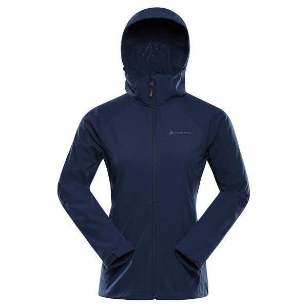 Kurtka softshell damska Alpine Pro Hoora. Niebieskie kurtki przejściowe sportowe Alpine Pro, bez wzorów, z softshellu, bez kaptura, trekkingowe. W wyprzedaży za 379.00 zł.