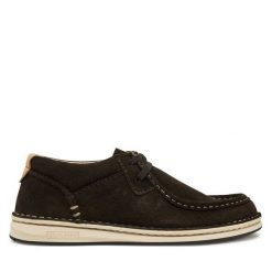 Półbuty Birkenstock. Brązowe półbuty wsuwane Birkenstock, bez wzorów, bez obcasa, na płaskiej podeszwie. Za 439.99 zł.