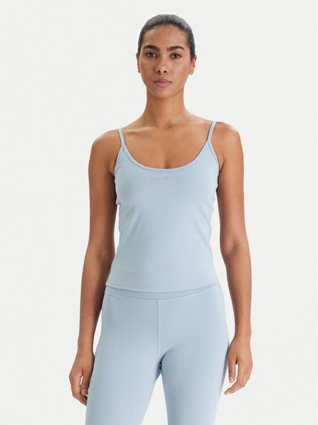 Guess Top V6RP14 KD952 Niebieski Slim Fit. Niebieskie topy Guess, s, z aplikacjami, z syntetyku, bez kołnierzyka, bez ramiączek. Za 122.99 zł.
