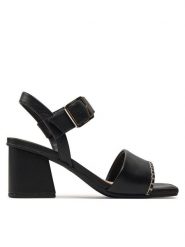 Clarks Sandały Siara65 Buckle 26176341 Czarny. Czarne sandały Clarks, bez wzorów, ze skóry, bez obcasa, na słupku, bez zapięcia. Za 339.99 zł.