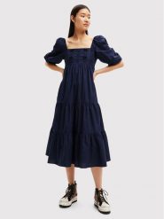 Desigual Sukienka codzienna Kalma 22WWVW56 Granatowy Regular Fit. Niebieskie sukienki Desigual, na co dzień, xs, bez wzorów, z bawełny, bez kołnierzyka, bez ramiączek, proste. Za 369.99 zł.