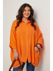 Curvy Lady Lniana koszula w kolorze pomarańczowym rozmiar: 48/50. Pomarańczowe koszule Curvy Lady, bez wzorów, ze lnu, klasyczne, z asymetrycznym kołnierzem, bez ramiączek. Za 141.19 zł.