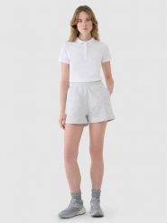 4F Spodenki dresowe damskie - szare S. Szare szorty 4f, bez wzorów, z bawełny, sportowe. Za 59.99 zł.
