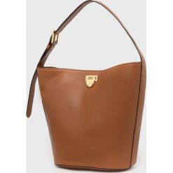 Lauren Ralph Lauren torebka skórzana kolor brązowy. Brązowe shopper bag Lauren Ralph Lauren, bez wzorów, na ramię, bez dodatków. Za 1,759.90 zł.