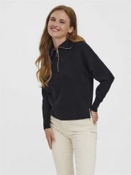Vero Moda Sweter "Saba" w kolorze czarnym rozmiar: L. Czarne swetry Vero Moda, l, bez wzorów, ze splotem, bez ramiączek. Za 96.83 zł.