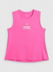 4F Top regular z nadrukiem damski - różowy XL. Czerwone topy 4f, xl, bez wzorów, z bawełny, klasyczne, bez kołnierzyka, bez ramiączek. Za 49.99 zł.