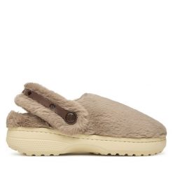Kapcie Crocs. Brązowe kapcie Crocs, bez wzorów. Za 219.99 zł.