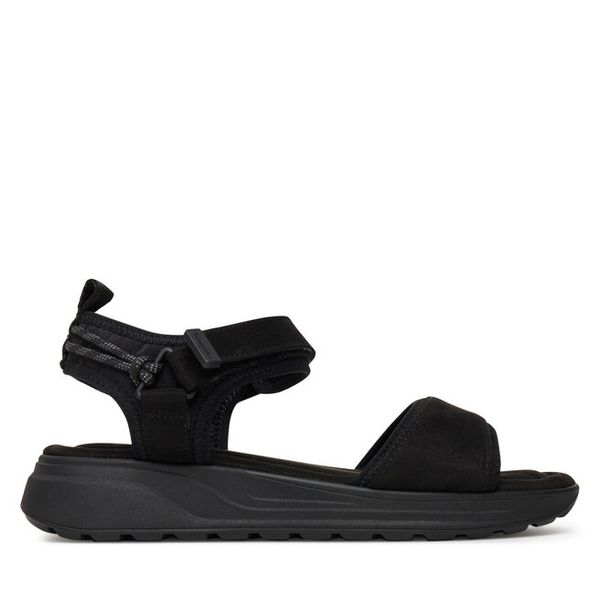 Sandały Tamaris. Czarne sandały Tamaris, bez wzorów, bez obcasa, na koturnie, bez zapięcia. Za 159.99 zł.